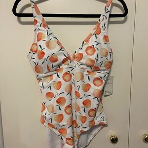Current Tyed Clothing Peach Print One-Piece Swimsuit NWT